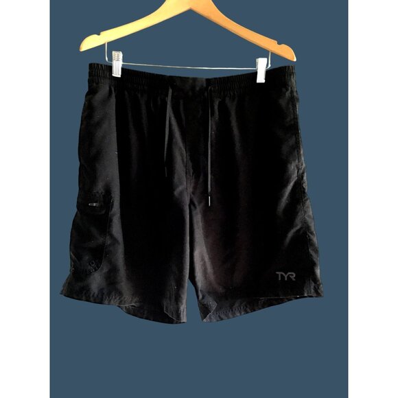 TYR Men's Black Swim Trunks with Elastic Waist & Drawstring Size XL - Picture 1 of 5